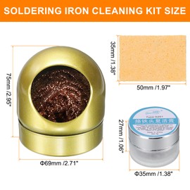 HARFINGTON 4pcs Soldering Tip Cleaning Kit Soldering Tip Cleaner with Brass Sponge Tip Tinner for Cleaning Solder Iron and Tips, Gold