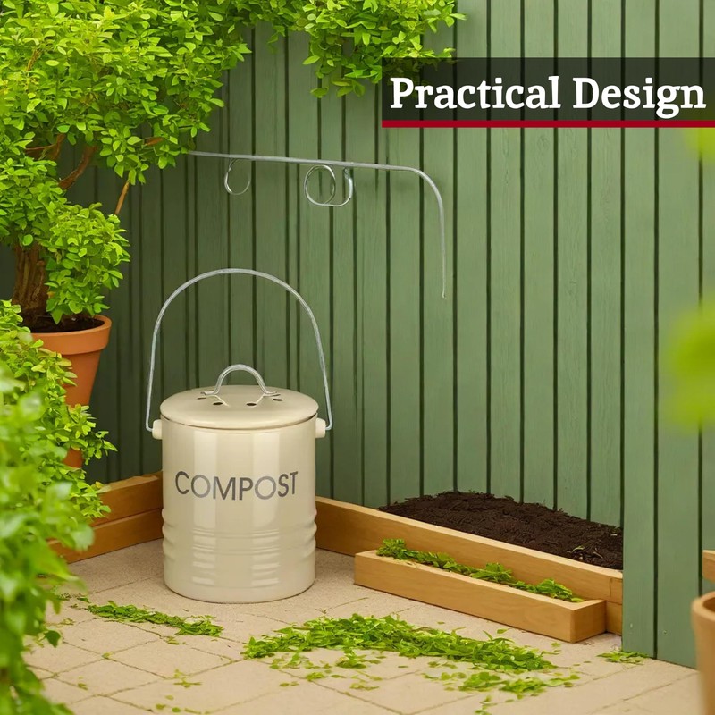 Premier Housewares 510020 Compost Bin with Handle - Cream H20