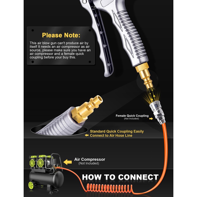 JASTIND Upgrade Air Blow Gun with Adjustable Air Blower Nozzle,