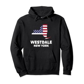 Distressed Patriotic USA Flag Westdale, New York Pullover Hoodie
