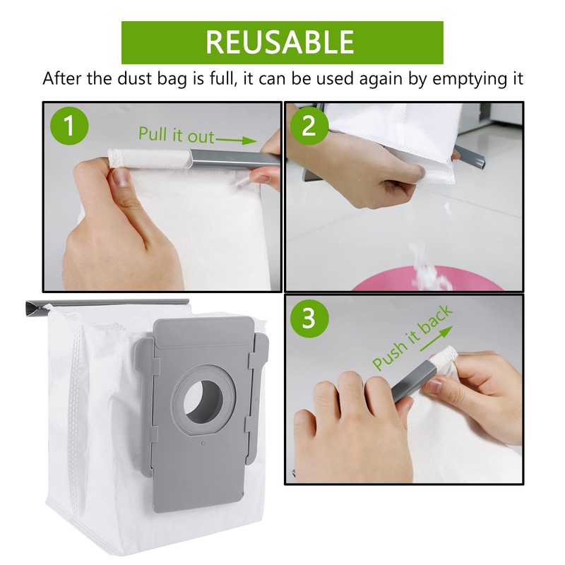KEEPOW Reusable Replacement Vacuum Bags - Compatible with iRobot Roomba