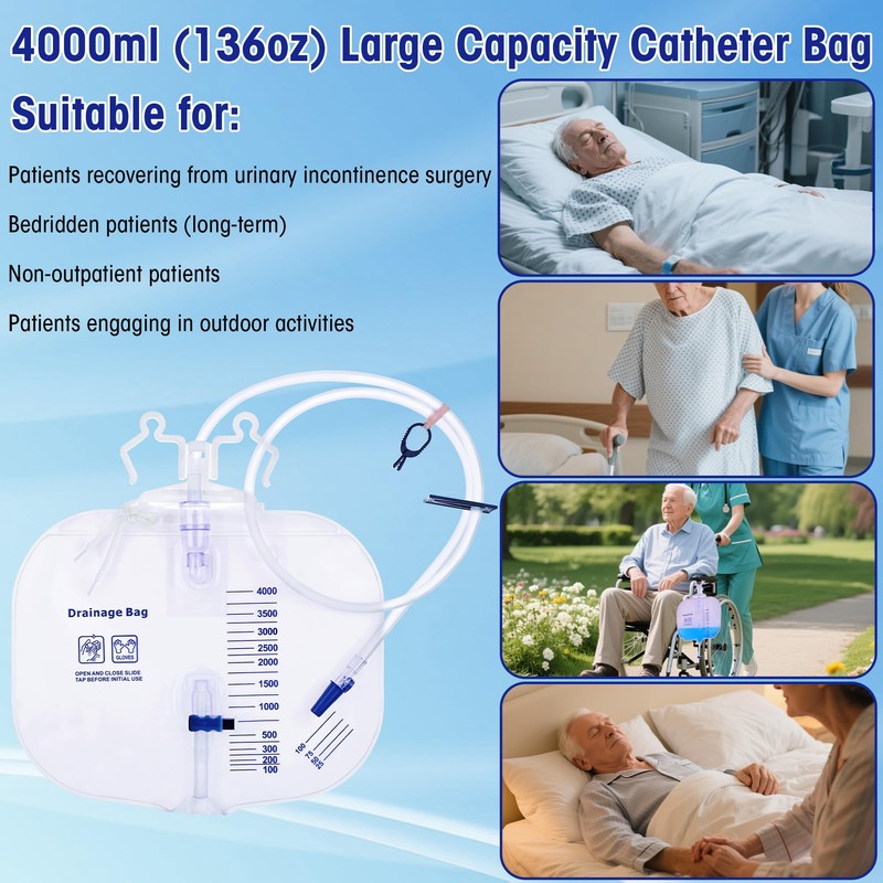 4000ml Urinary Drainage Bag, 10 Pack Catheter Bags for Women