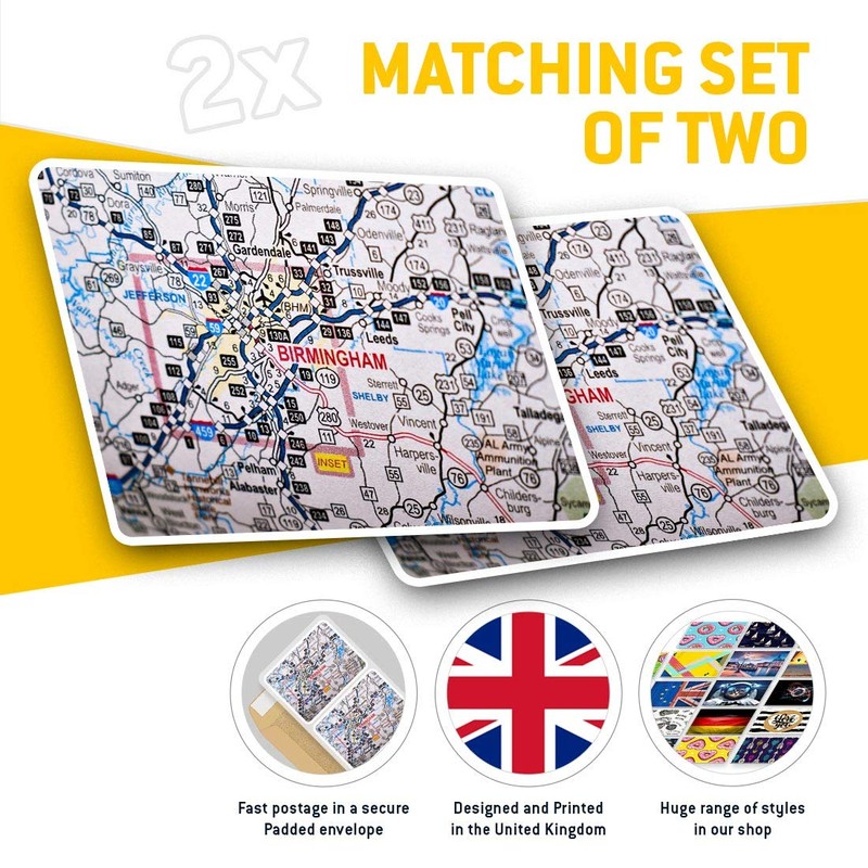 Rectangle Stickers (Set of 2) 10cm - Birmingham Alabama America