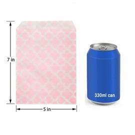 KEYYOOMY 200 Pcs Candy Buffet Bags Small Paper Treat Bags (Light Pink, 5 inch X 7 inch)