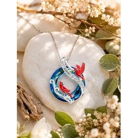 POIUY Cardinal Gifts for Women Necklace White Gold Plated Red Cardinal Bird Pendant Necklaces Jewelry Gifts for Women Her Mom Daughter Wife Anniversary Birthday Christmas Presents Ideas