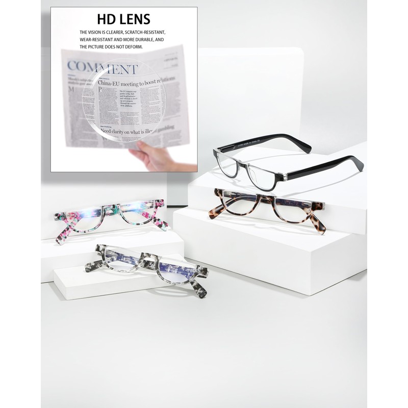 EYEURL Half Frame Reading Glasses for Women-4 Pack Blue Light
