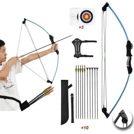 Piaoyu Recurve Bow Designed for Children's Archery Safe and Hazard-free for Young Shooters Outdoor Affordable Luxury SportsColor: Blue