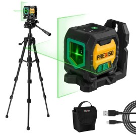 PREXISO Laser Level with 47 Inch Tripod IP54 65Ft Cross Line Laser Self Leveling