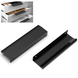 FURNIWARE Drawer Pulls, Pack of 10 Finger Edge Pull Concealed Handle, 128 mm Hole Center Concealed Kitchen Cupboards Drawers Pull - 150 mm Total Length, Matt Black