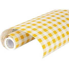 HDsticker Self Adhesive Vinyl Yellow Plaid Contact Paper Shelf Liner for Cabinets Dresser Drawer Furniture Table Wall Decal Removable, 17.7 inch x117 inch