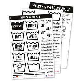 Typographus - 108 Practical Stickers for Sorting Laundry - Stickers for Laundry Baskets, Boxes, Sacks & Shelves - Includes Blank Labels for Labelling Yourself (SW/White)