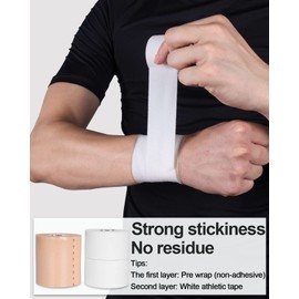 Qiancheng White Athletic Tape & PreWrap with Portable Box - 3 Pack - Easy to Tear with No Sticky Residue for Ankle Tape, Climbing Tape, Boxing Tape - Sports Tape Athletic