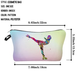 Livel Lhood Figure Skating Makeup Bag - Cute Small Organizer Travel Toiletry Zipper Pouch - Present for Skaters, Coach, Women