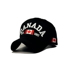 Xinhuida Adult Men Women Canada Hat Maple Leafs Caps Canadian Souvenirs Adjustable Golf Baseball Caps Headgear (B-Black)