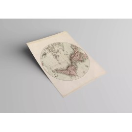 World Map WESTERN HEMISPHERE Poster 1800s Vintage FLAT EARTH Art 17x22" Reprint