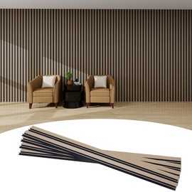 ARTSLAT 3D Textured Wall Panels 16 Pack - Waterproof PS Slat Boards for Accent Walls, Faux Wood Paneling (43.3"x4.7") Easy Adhesive Installation, Oak
