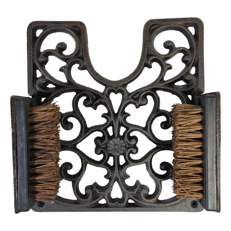 Lulu Decor, Cast Iron Boot Scraper with Brush, Antique Black