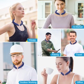 HEALSTOK 2Pcs Cooling Neck Tubes - Reusable Ice Neck Rings for Outdoor Sports & Fitness | 18°C Freezed Wearable Body Cooling Collar for Summer Heat Relief(Navy)