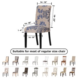 Leorate Chair Covers for Dining Room - Stretch Printed Spandex Fabric Chair Slipcovers Washable Removable Seats Slipcovers,for Kitchen,Dining Room,Wedding Decor,Hotel,Restaurant (126003, Pack of 6)