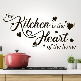 Kitchen is the Heart of the Home Wall Sticker Vinyl Quote for Cabinets Refrigerator Stencils Glass Hearts Picture Kitchen Mural Decorations Living Room