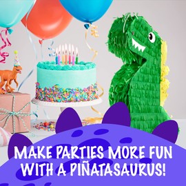 Dinosaur Pinata for Jurassic Size Fun at Parties and Celebrations - T-Rex Dino Pinata Includes Blind-Fold & Baton - Excellent Addition to a Dinosaur Birthday Party - Dinosaur Party Games - 1 Set