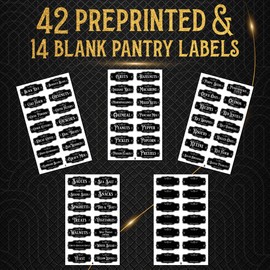 Pack 70 Pcs Aesthetic Pantry Labels for Jars Food Containers Canning Bottles Kitchen Chalkboard Minimalist Waterproof Reusable Vinyl Stickers Preprinted Organization Must Haves