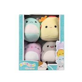 Micromallows Squishmallows Original 4-Pack Irina Axolotl, Tabitha Cat, Tex Taco, Gordon Shark