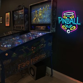 Pinball Neon Sign Arcade Neon Sign Game Room Pinball Store Man Cave Bar Salon Art Decor Gifts for Kids（12.6x13.4 Inch)