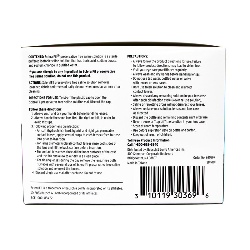 ScleralFil Preservative Free Saline Solution, 0.34 Fl Oz Vials, 30