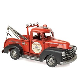 Moritz Tin Decorative Car Tow Vehicle Red Black Tin Decoration Metal Model Car Retro Collectible Vintage Decoration Nostalgia Antique Style
