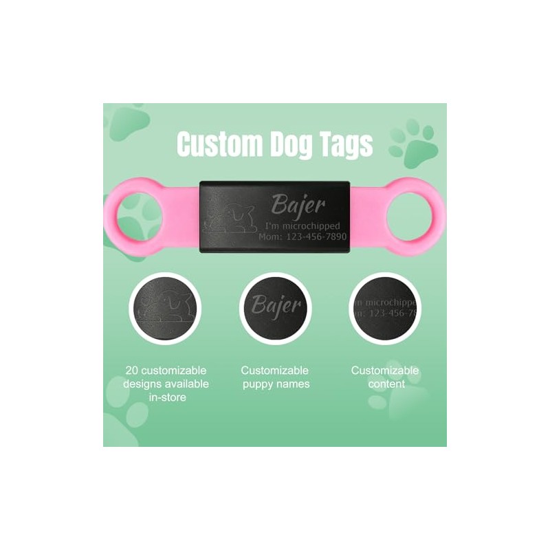 Pack de 3 Custom Slide On Silent Pet ID Tags,