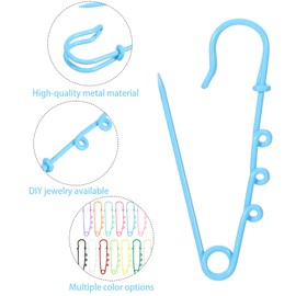 Guduling 26pcs Safety Pin Brooch, Colorful Safety Pins with Loops, Heavy Duty Safety Pins for Charms with 3 Holes for Diy Crafts Jewelry Making Arts Sewing Clothes Blankets Skirts Kilts Knitted Fabric