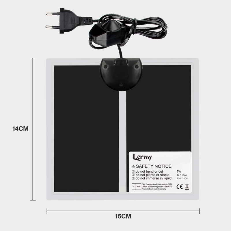 Lerway reptile heating mat, 2-piece terrarium heating mat, temperature regulator,