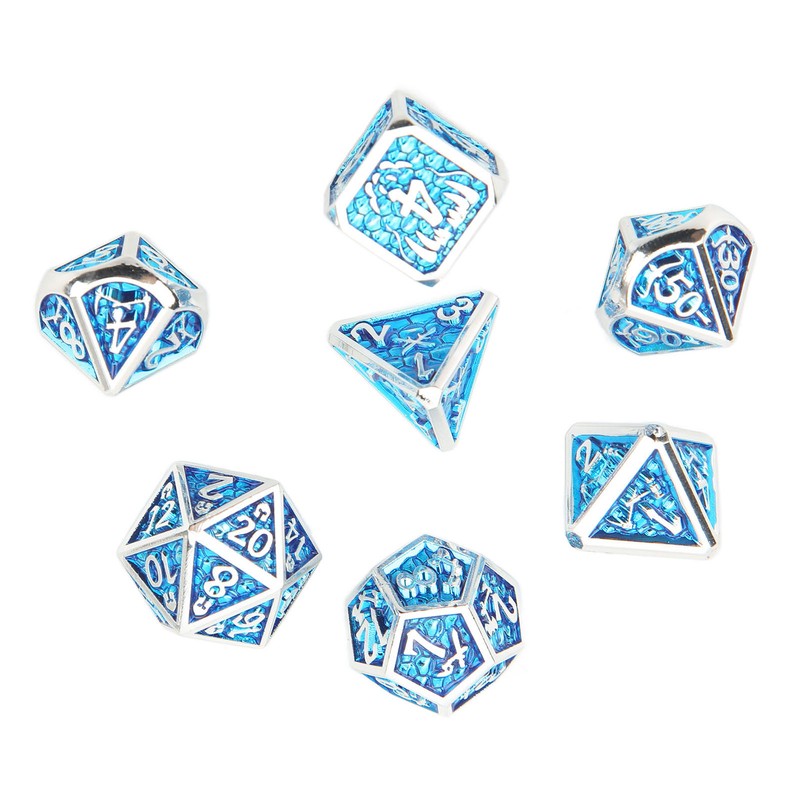 7pcs Polyhedral Dice Set Portable Exquisite Funny Metal Dice Table