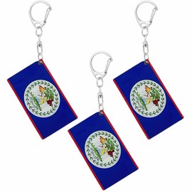 BQTBQT Belize Flag Keychain Belizeans Flags Key Chains Men and Women Style - Double Sided Acrylic D Shape Chains Car Key chain Gifts Decoration (3 Pcs)