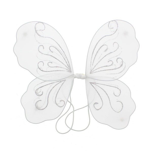 Topkids Accessories Wings Fairy Butterfly Pixie Tinkerbell Fancy Dress Outfit Girls Dressing Up Costume Baby Toddler Kids Childs Small Tiny Mini Toy Angel Fairywings (White)