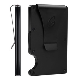GANC Metal Minimalist Wallet, RFID Blocking Credit Card Holder with Money Clip, Slim Front Pocket Design, Black, Aluminum Construction, Compact Size (BLACK)