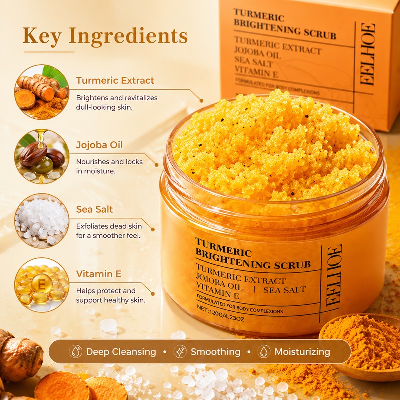 Turmeric Vitamin E Body Scrub for Exfoliating – Smoothing Moisturizing