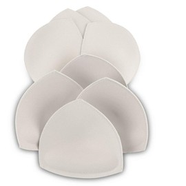 SERMICLE Bra Pad Inserts 4 Pairs Bra Pads Stitched Padded for Sports Bra A/B or C/D, D/E Cup Beige or Black, White Optional, White