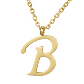 Morella Ladies' Necklace with Letter Pendant, Stainless Steel Gold, in Gift Bag., Stainless Steel
