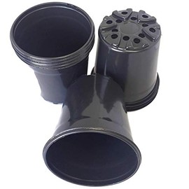 Nursery Black Plastic Pots, Trade Gallon Size, Box of 200 - (6.5" Diameter x 6.5" deep); Holds 2.5 Quarts