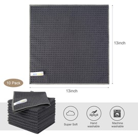 SINLAND Microfibre Cloth Dish Cloth Waffle Towels Dish Cloth Reusable Cleaning Cloths Microfibre Cloths Tea Towels Washable for Kitchen Tableware Thick Household Cleaning Cloth Lint Free 6 Pieces Grey