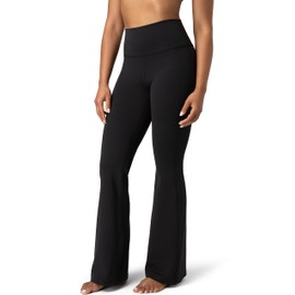 Colorfulkoala Women's Dreamlux Workout Flare Leggings High Waisted Wide Leg Bootcut Yoga Pants 31.5" Inseam(L, Black)