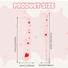 FRYSMU Baby Comb & Brush Set,2pcs Cute Fine Tooth Comb & Rat Tail Comb for Toddlers, Anti-Static Plastic Hairdressing Combs for Women Girls Kids All Hair Types, Gentle on Wet/Dry Hair (Pink)