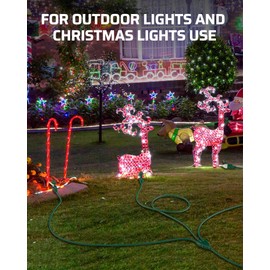 DEWENWILS 25Ft Outdoor Extension Cord Multiple Outlets, Evenly Spaced 3 Outlets Plugs with Safety Cover, 16/3 SJTW Weatherproof Wire for Outdoor String Lights and Christmas Decorations
