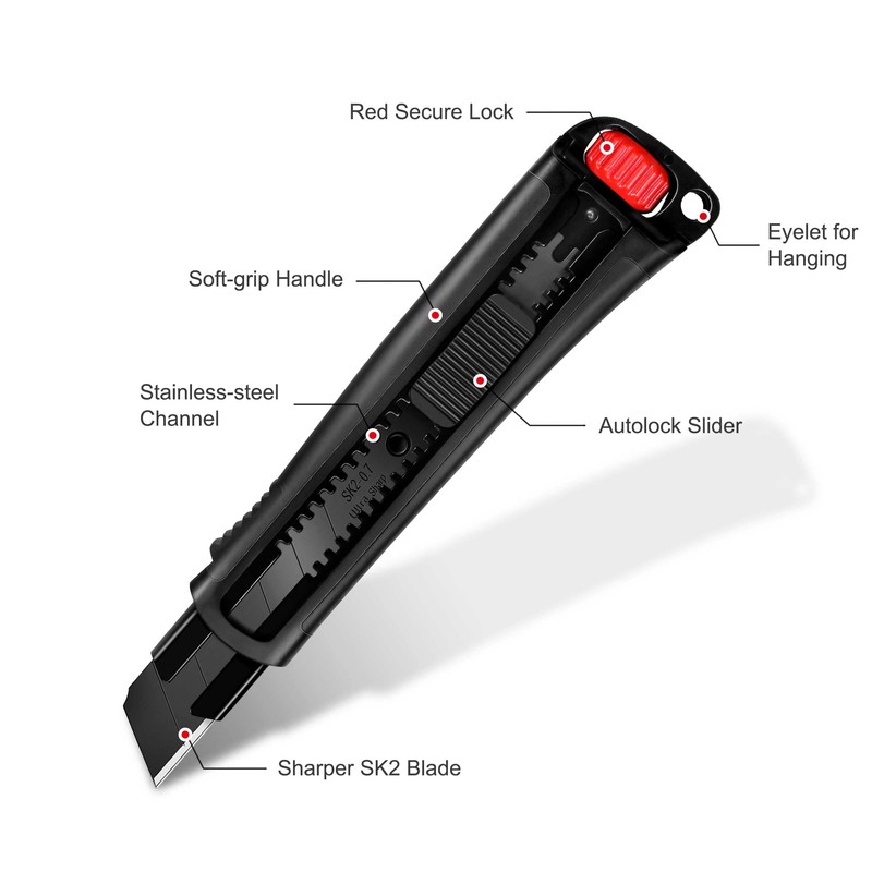 HAUTMEC 25mm Extra Heavy Duty Utility Knife with Double Lock