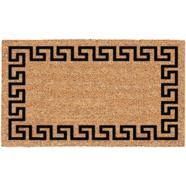 Decoir Uscoa 6035836 Greek Key Tan & Black Coir Nonslip Door Mat44; 18 x 30 in.