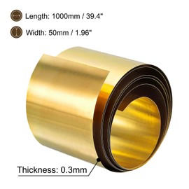 TA-VIGOR 1Pcs Brass Sheet Roll, 1000mm x 50mm x 0.3mm Metal Foil Plate Roll Brass Metal Thin Sheet Strip for Crafts, Electrical Repairs, DIY Projects, Grounding