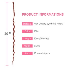 Curly Ends Thin 0.6 cm Dreadlock Extensions 20 Inch Synthetic Wavy Dreadlocks SE Dreadlocks Soft Pre-Twisted Dreads 15 Strands