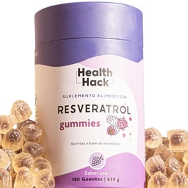 Resveratrol Antioxidante 180 Gomitas para Adulto Sin Azúcar Health Hack                                                                               